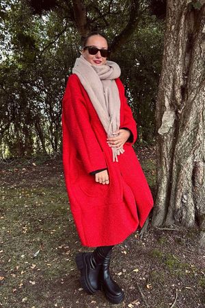 Made in Italy Boucle Super Swag Cocoon Coatigan Valentine Red 